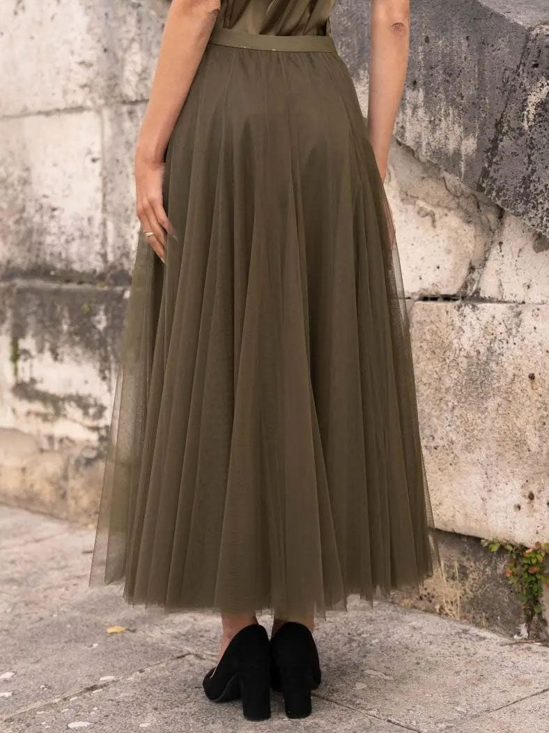 Candice - Plain flared tulle skirt