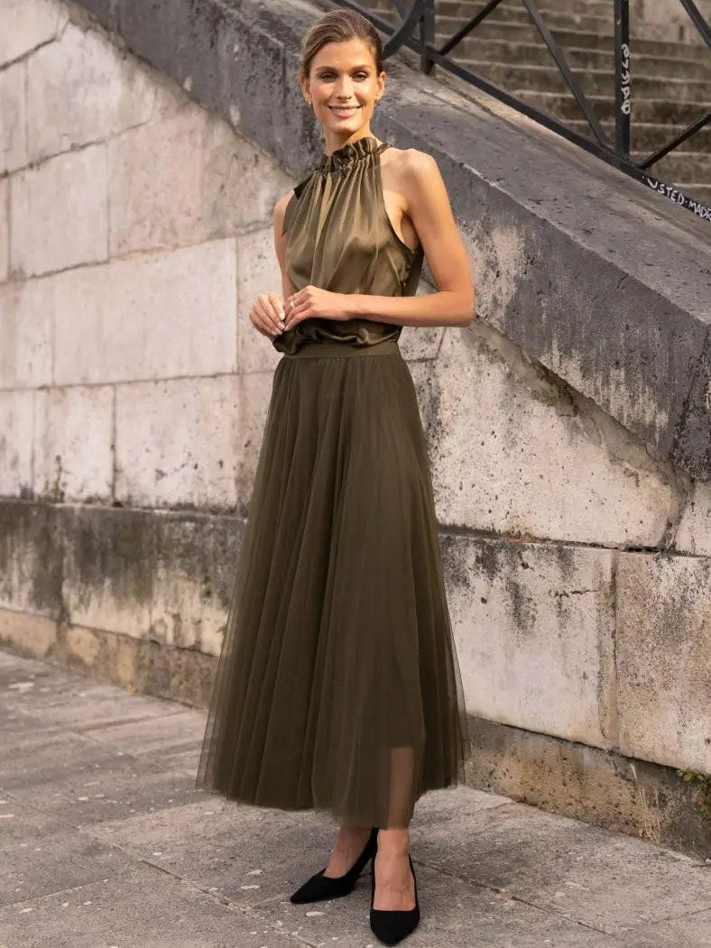 Candice - Plain flared tulle skirt
