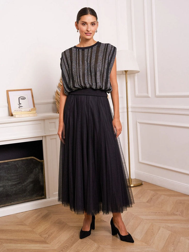 Candice - Plain flared tulle skirt
