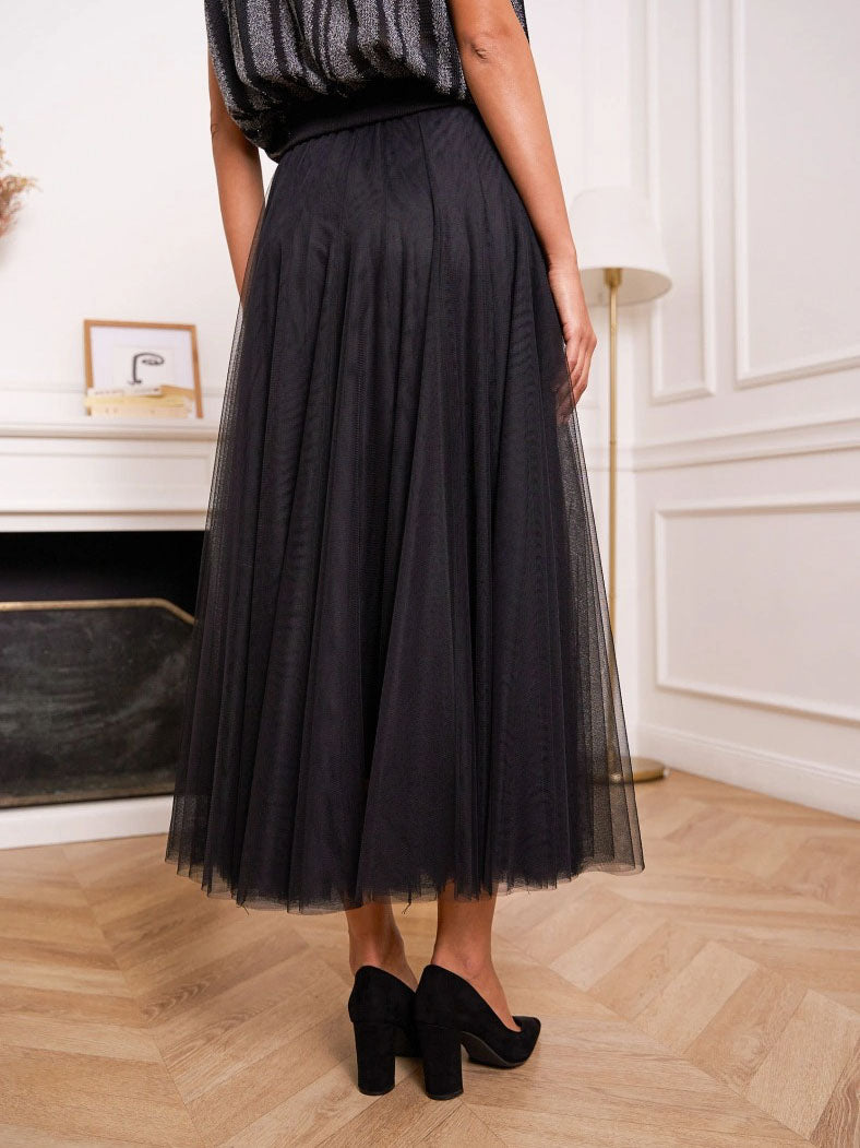 Candice - Plain flared tulle skirt