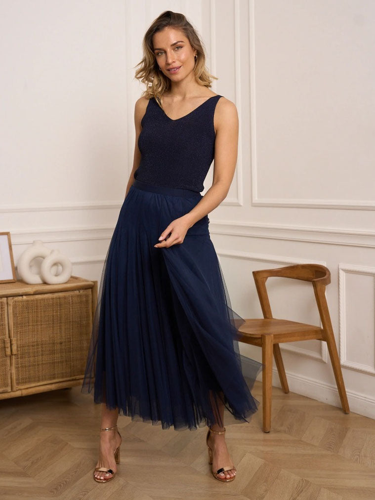 Candice - Plain flared tulle skirt