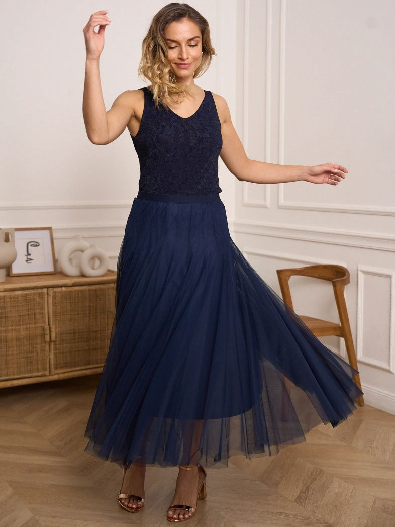 Candice - Plain flared tulle skirt