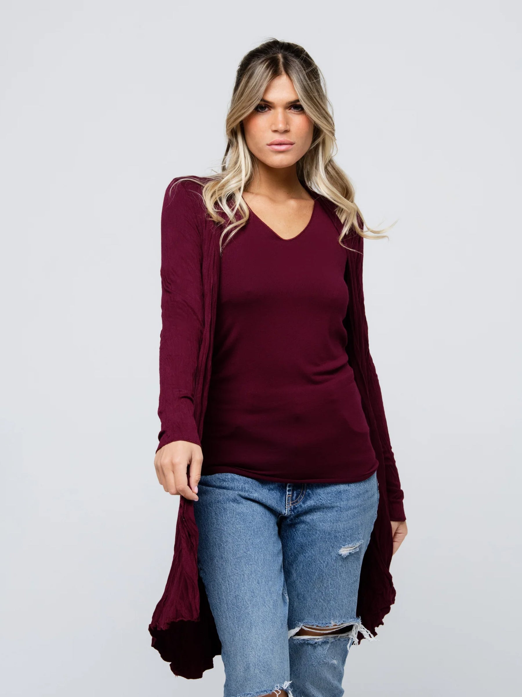 Longo - Waterfall soft jersey cardigan