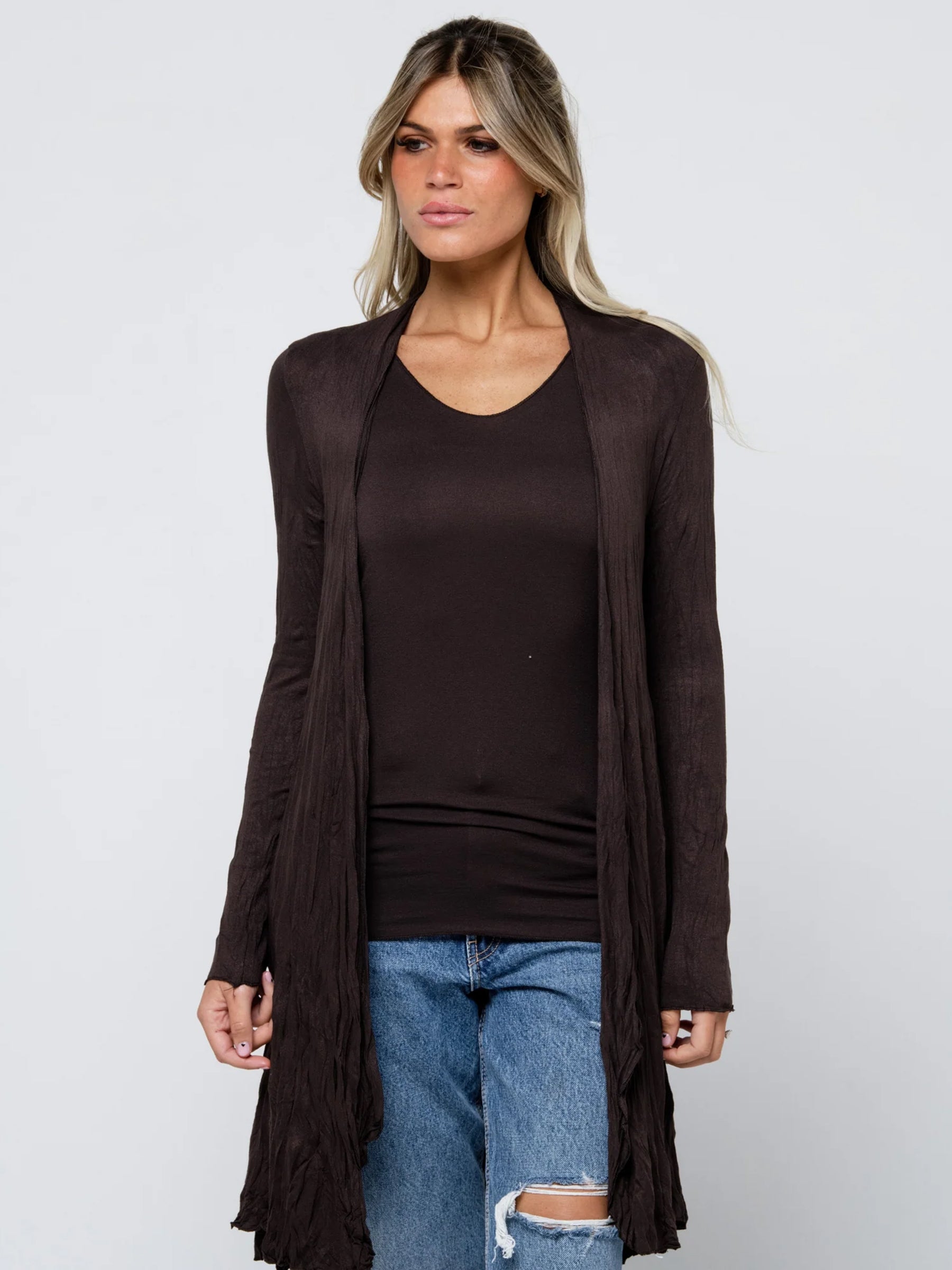 Longo - Waterfall soft jersey cardigan