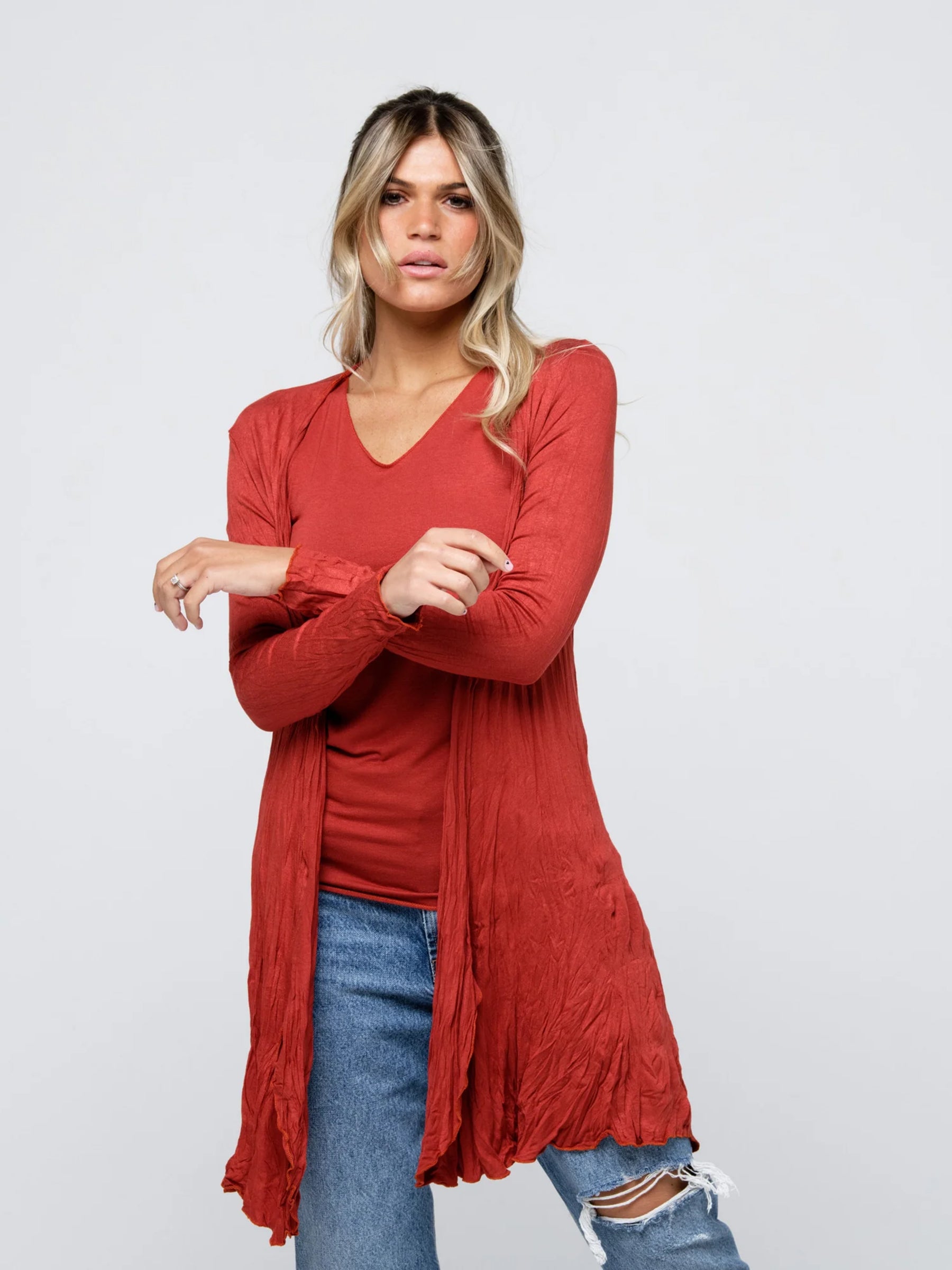 Longo - Waterfall soft jersey cardigan