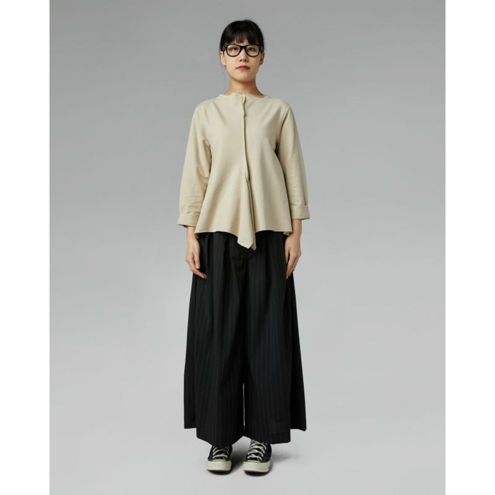 Biba black pinstripe ankle length wide leg trousers