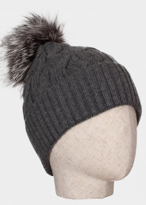 Connie Cashmere blend cable knit bobble hat
