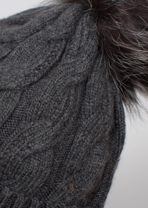 Connie Cashmere blend cable knit bobble hat