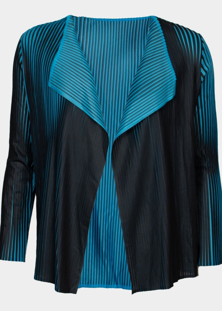 Helena royal blue and black pleated edge to edge jacket