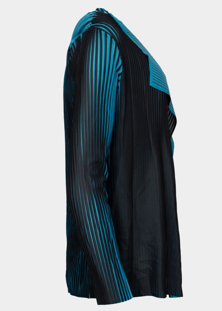 Helena royal blue and black pleated edge to edge jacket