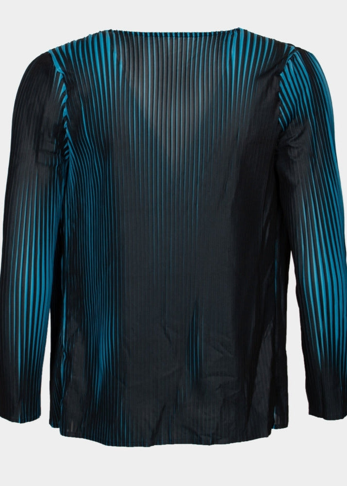 Helena royal blue and black pleated edge to edge jacket