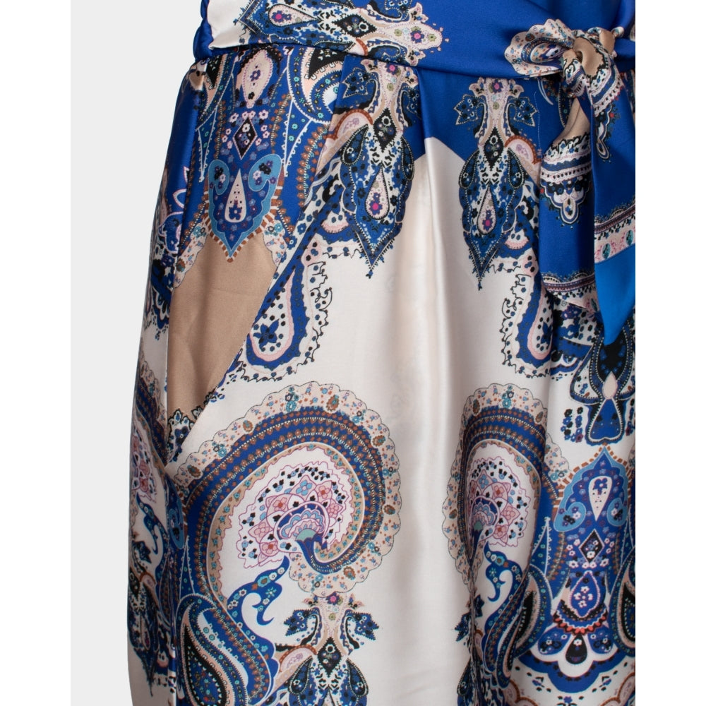 Ibiza blue print soft satin trousers