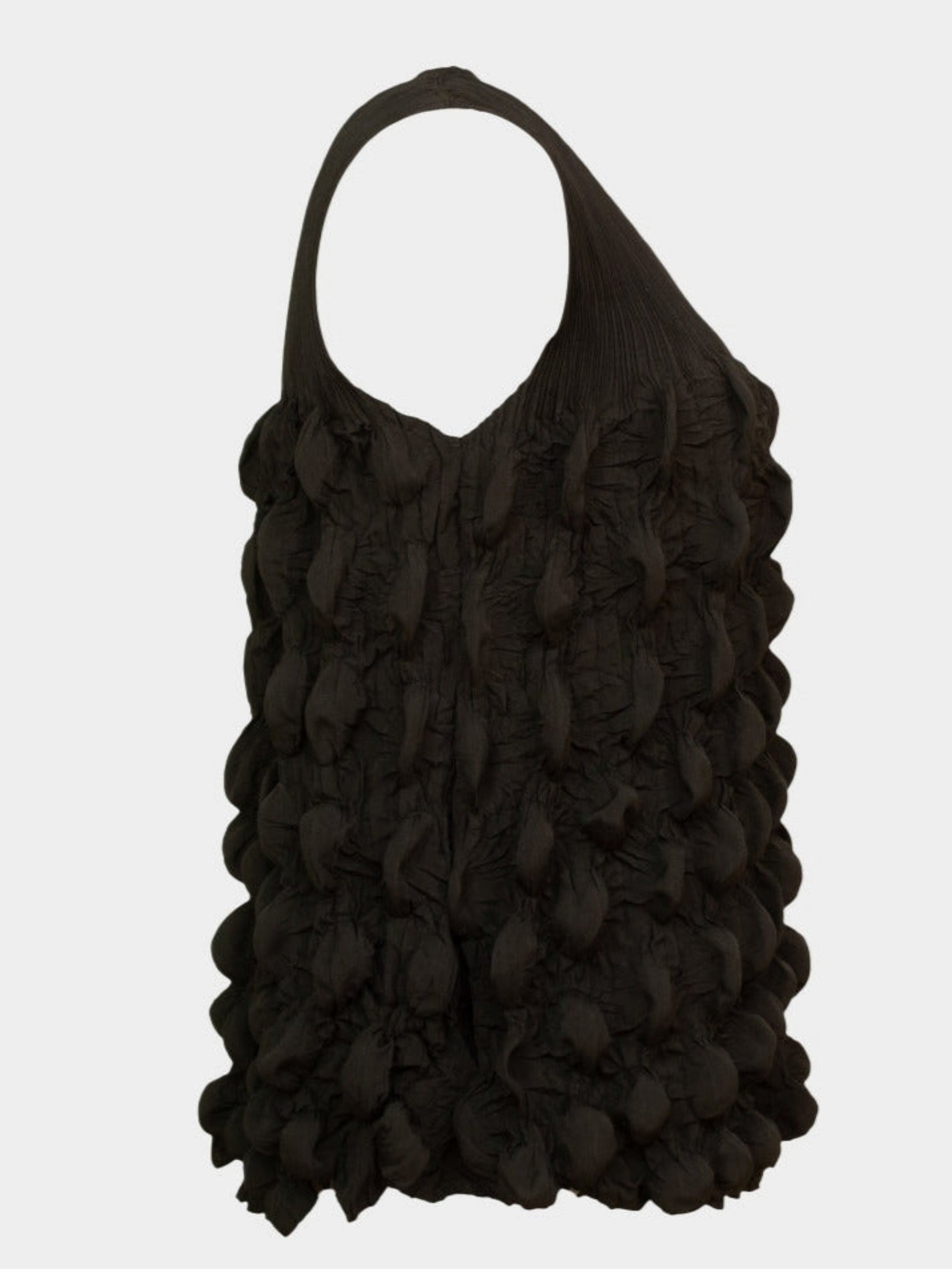 Marsha- Bubble pleated sleeveless top Black