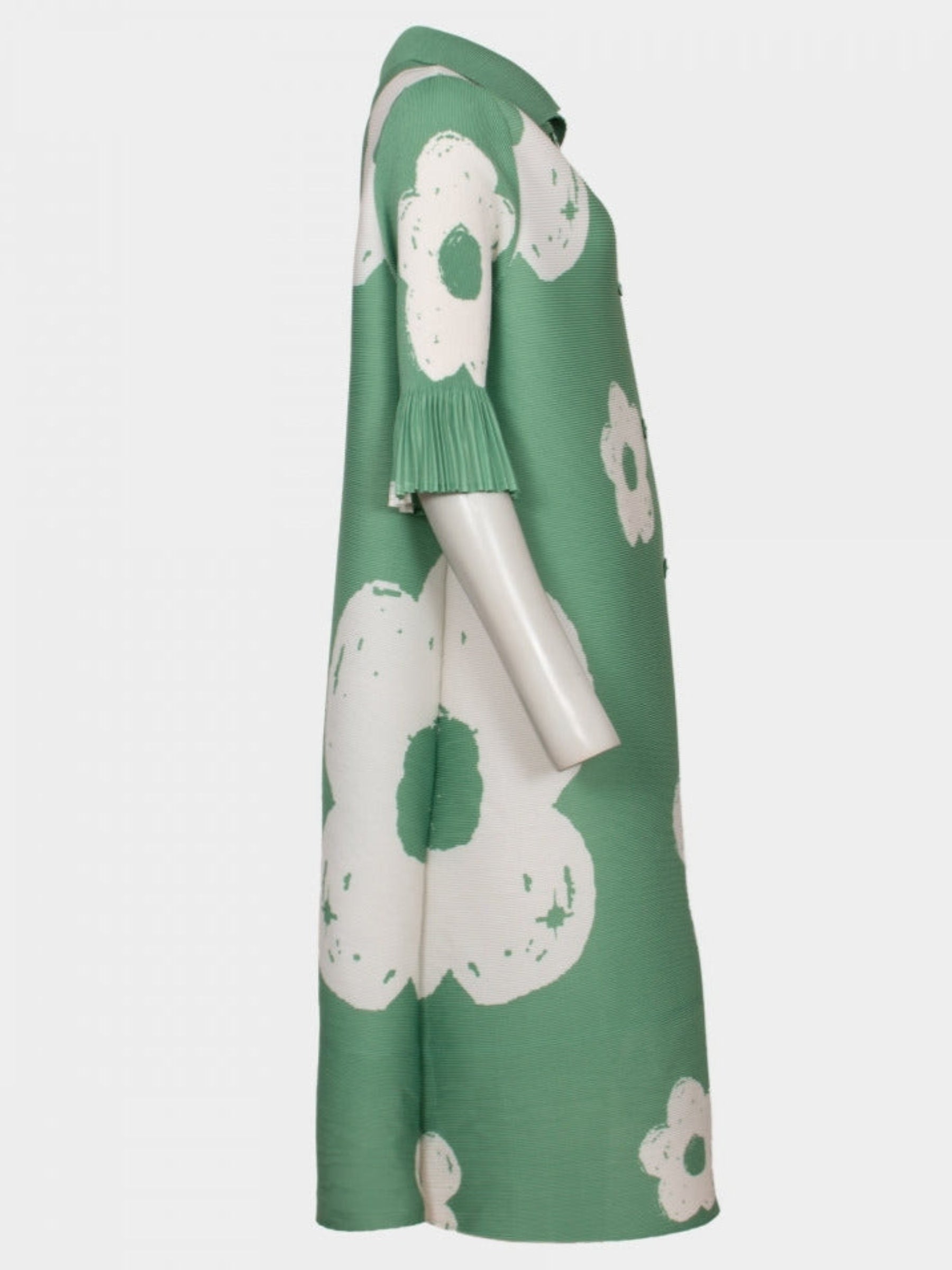 Maryq green white flower pleated coat / dress