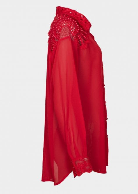 Melissa Chiffon crochet trim blouse