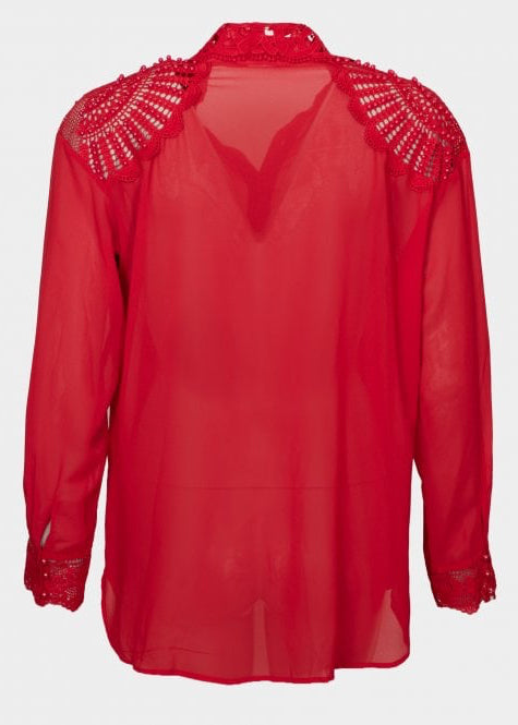 Melissa Chiffon crochet trim blouse