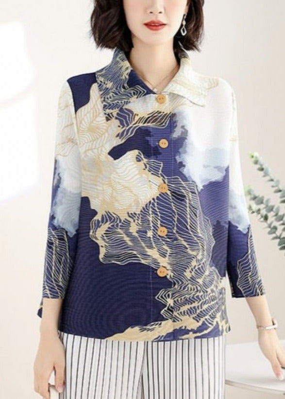 Monroe navy orange island printed pleated short jacket