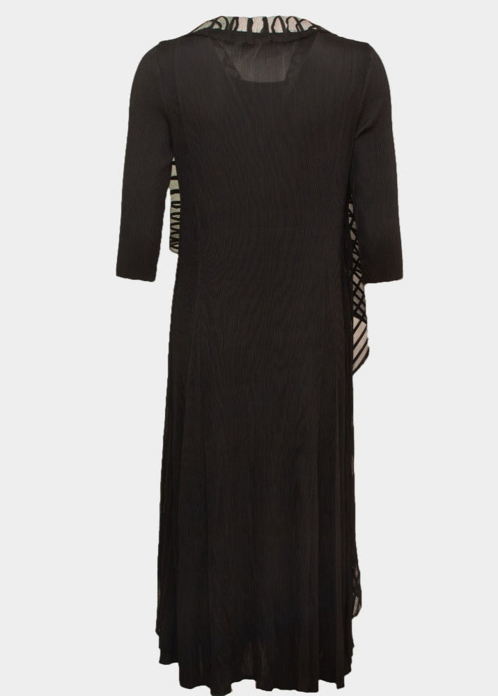 Natalia - Black midi length pleated shrug dress