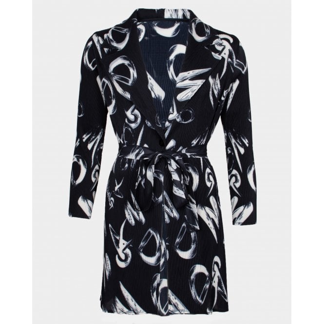 Seychelles black white printed single breasted pleated jacket
