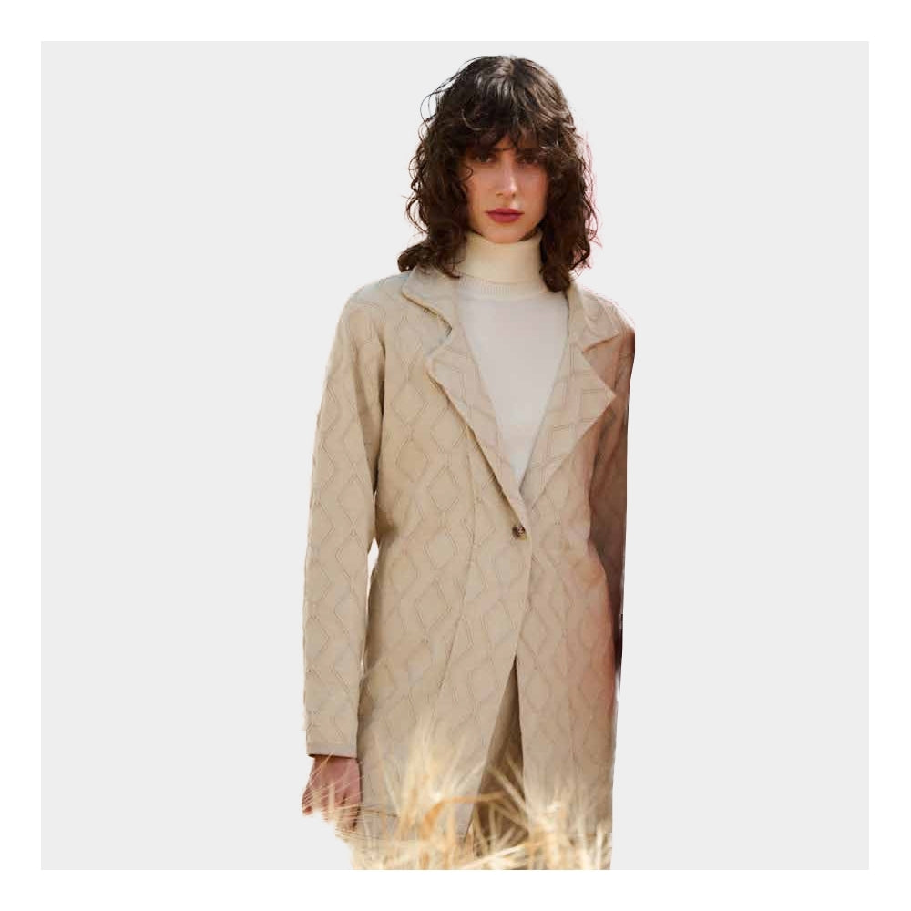 Francis oatmeal diamond embossed knitted jacket