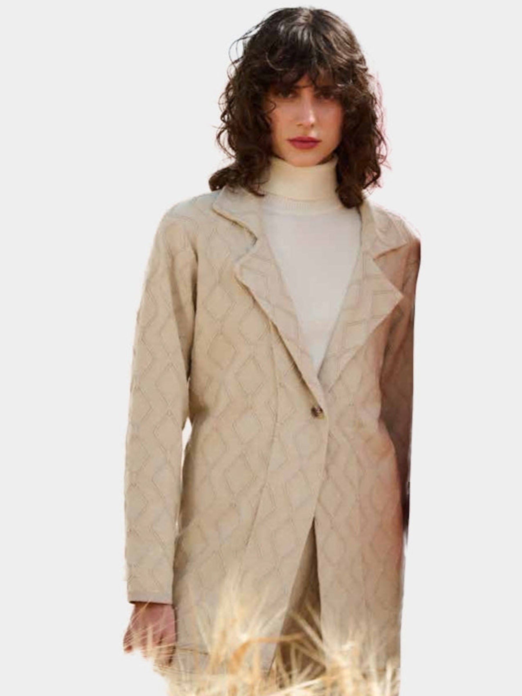 Francis oatmeal diamond embossed knitted jacket