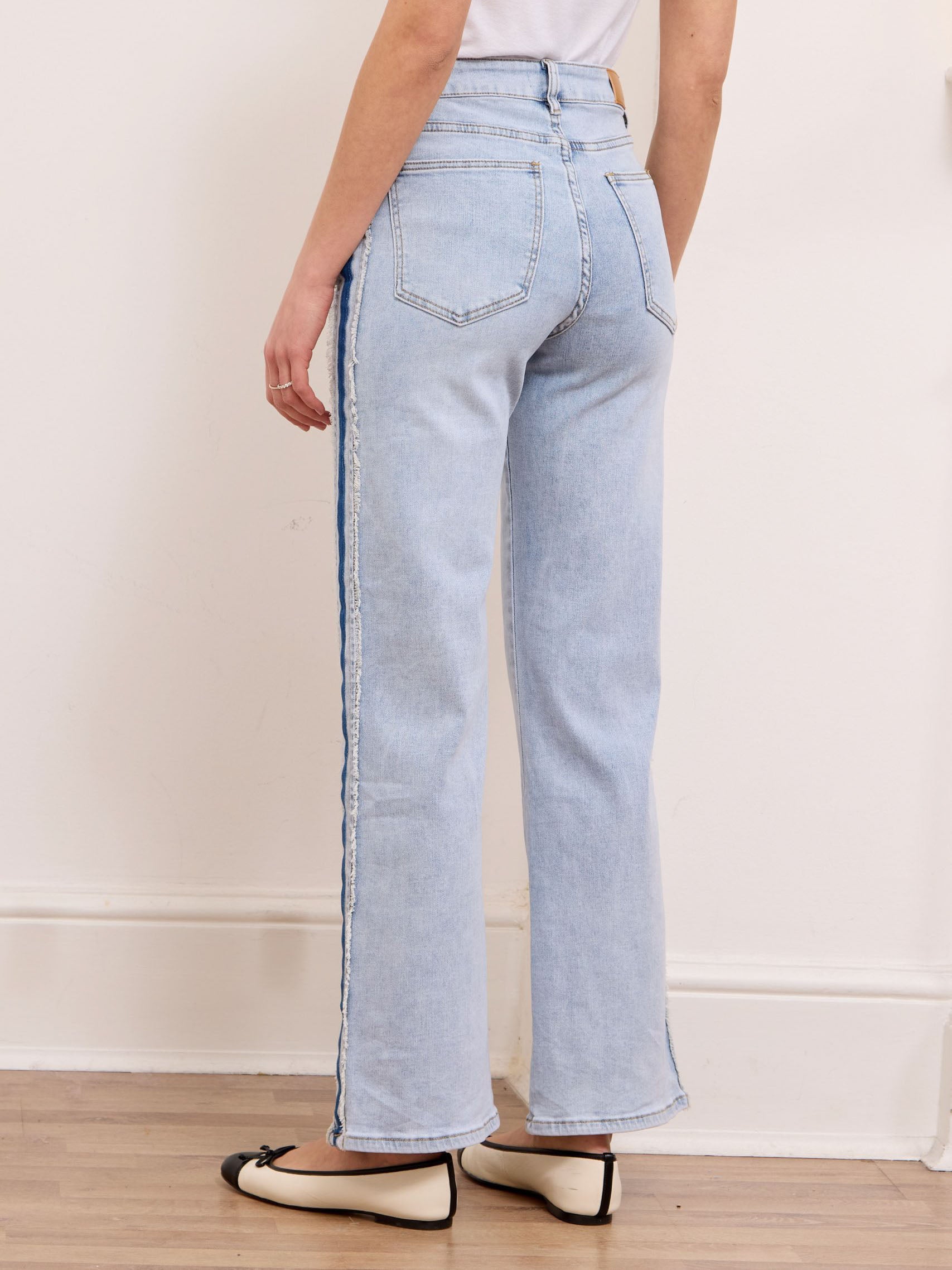 Katy - Side stripe wide leg jean