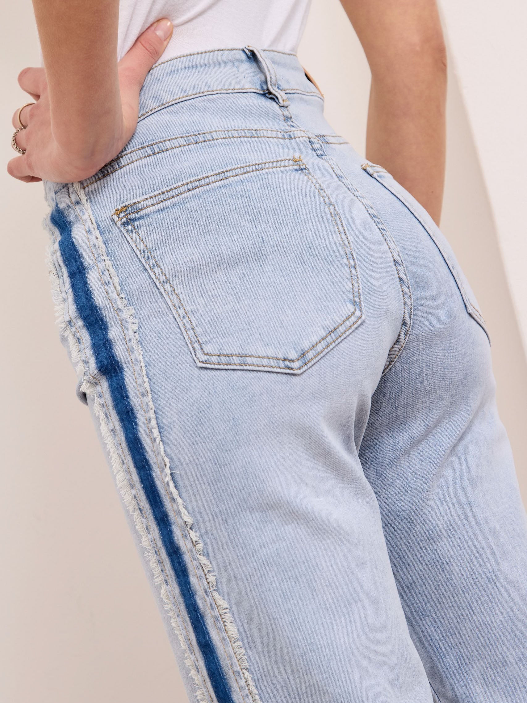 Katy - Side stripe wide leg jean