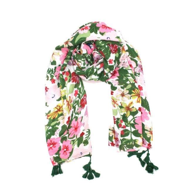 Green leaf flower soft touch print scarf