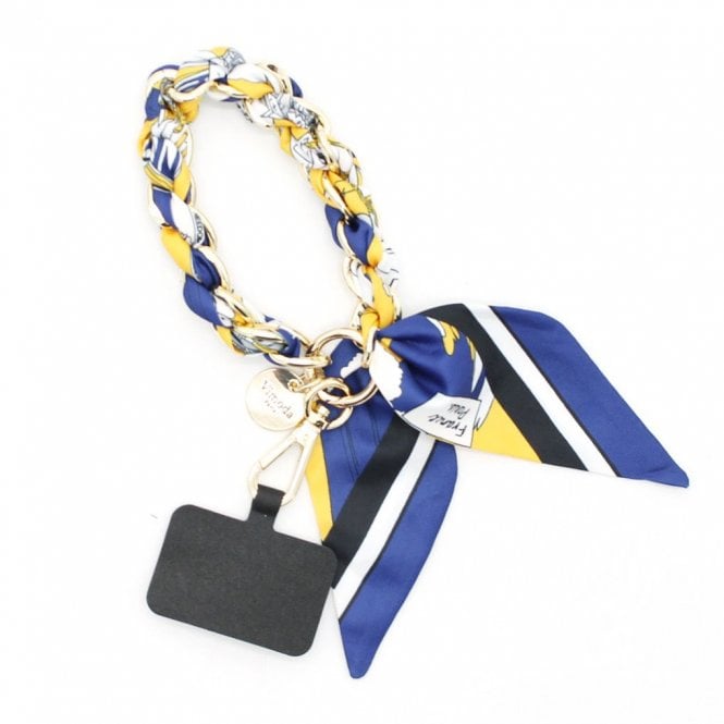 Scarf print cobalt chain phone holder