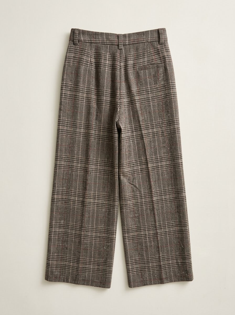 Eva grey checked wool-blend trousers styled with matching separates