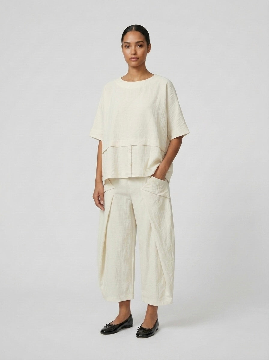 Debbie - Self stripe embossed trouser