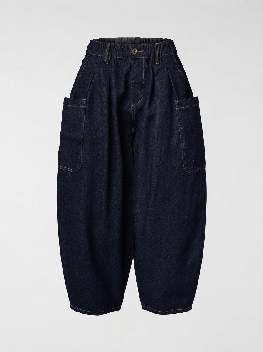 Denim blue Marie cropped cargo jeans, front product view
