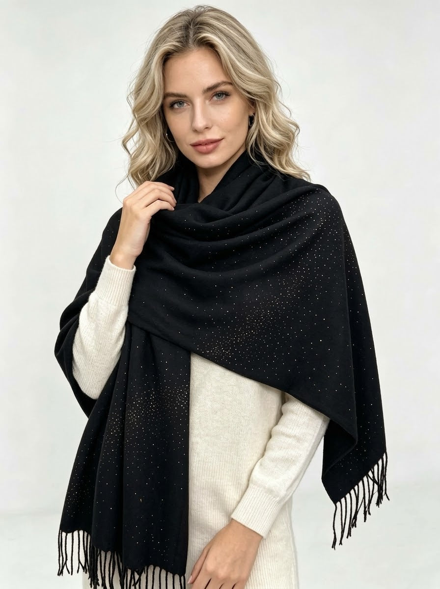 Sparkle - Embellished wool blend scarf