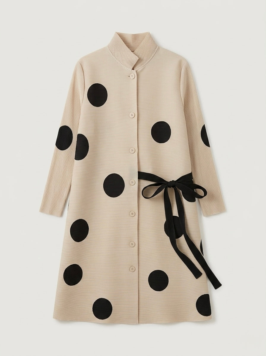 Eden - Midi length spot pleated dress / coat