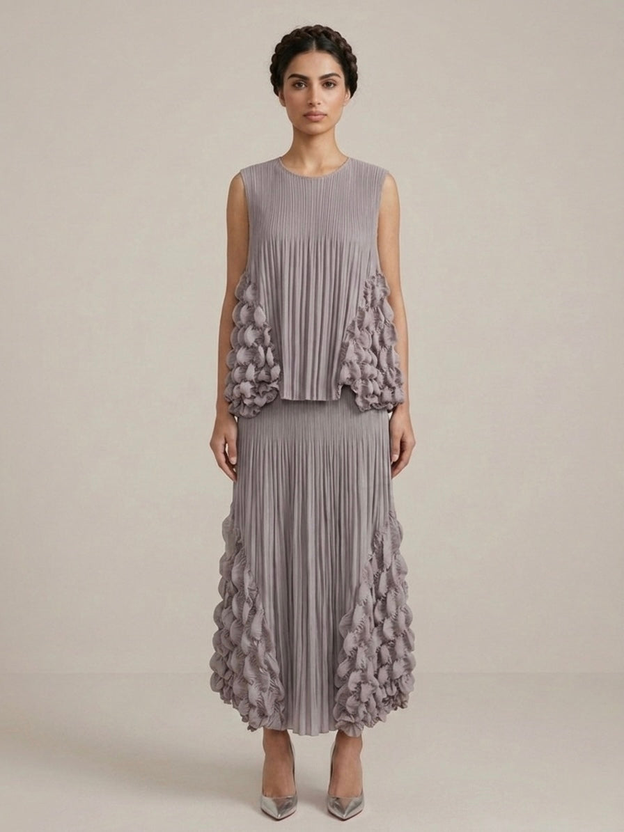 Marsha - Bubble pleat skirt lilac