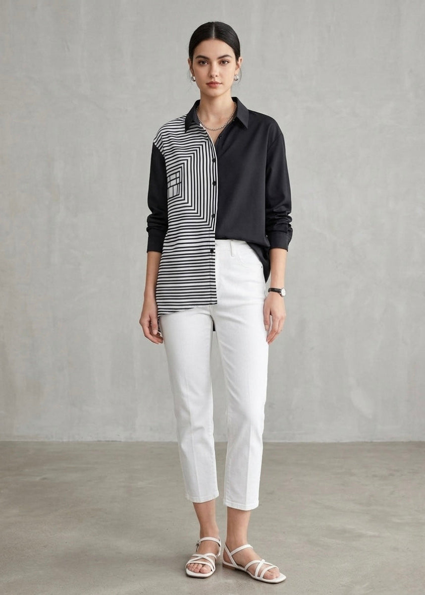 Lila - Monochrome Geometric Shirt