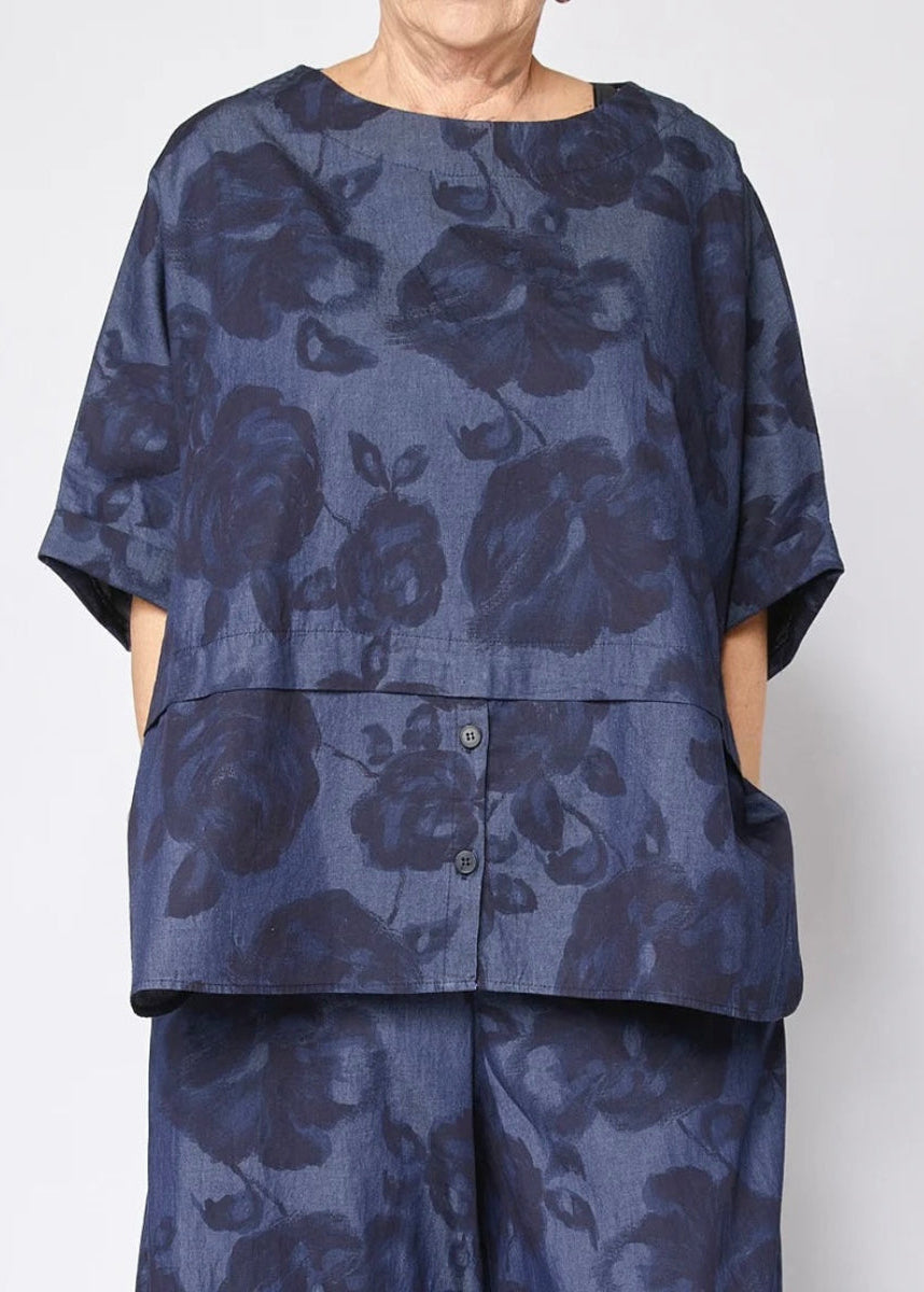 Katie - Printed denim top