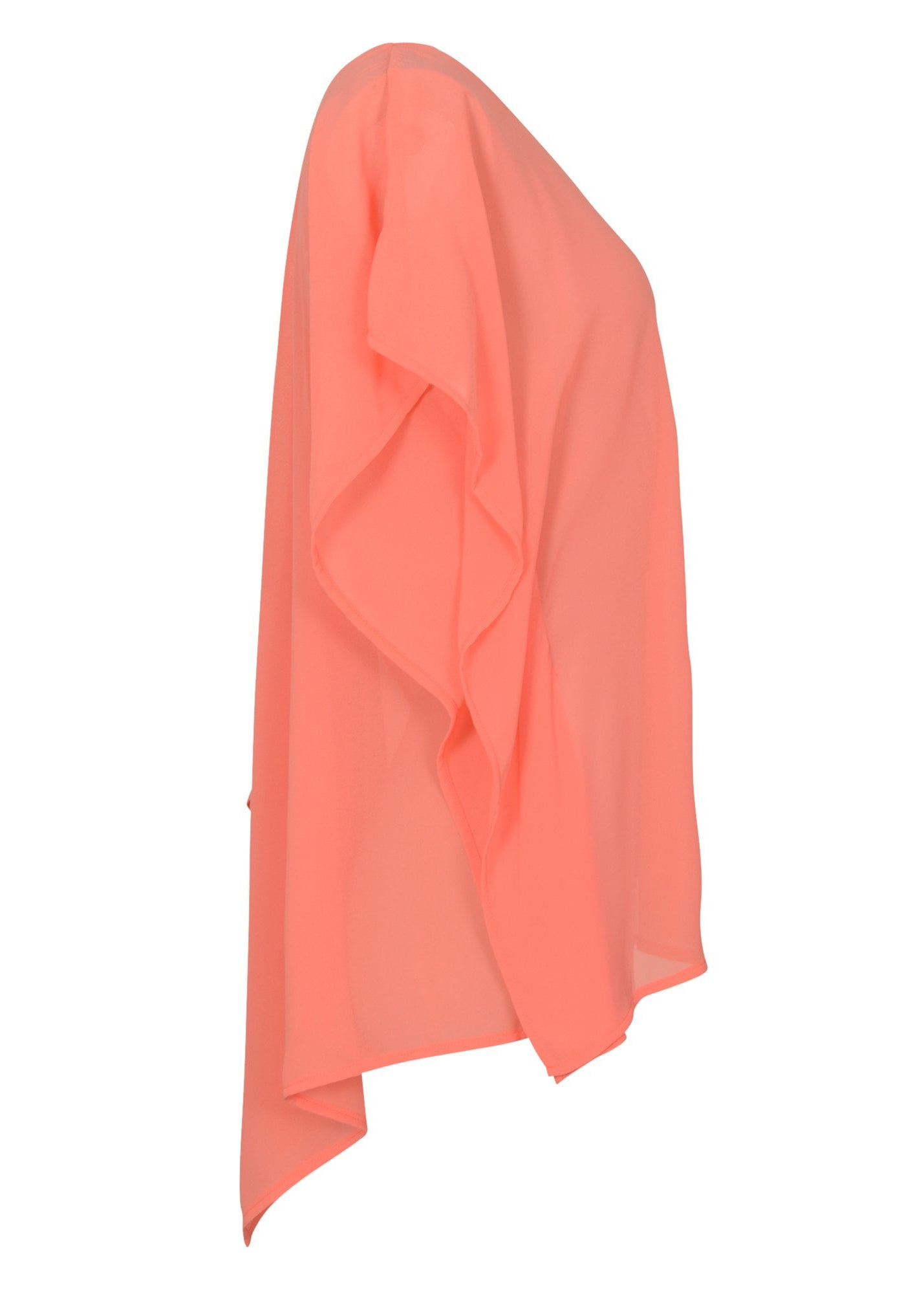 Rina coral chiffon waterfall back top