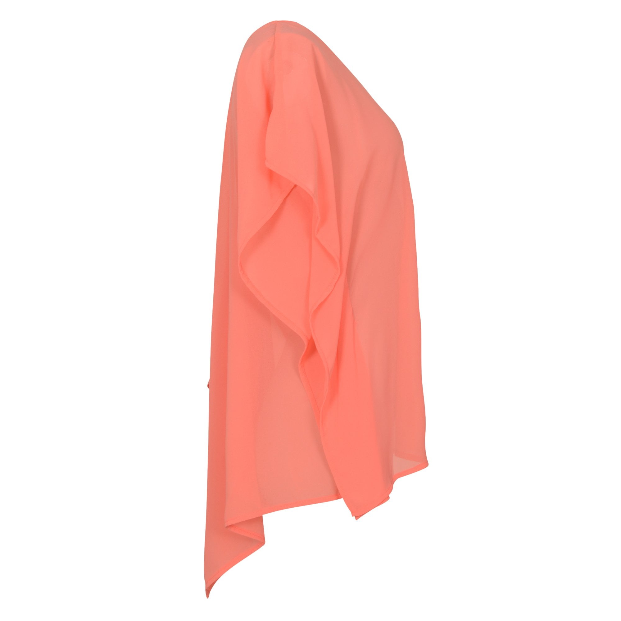 Rina coral chiffon waterfall back top