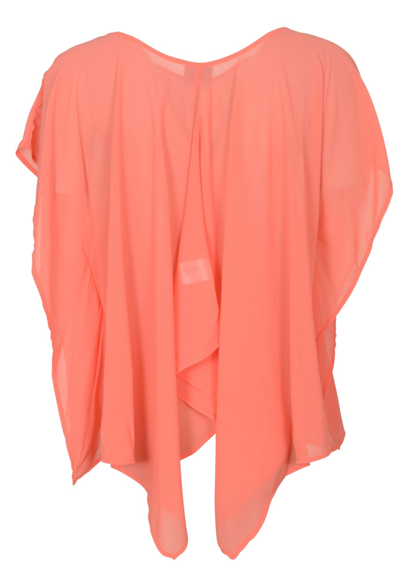 Rina coral chiffon waterfall back top