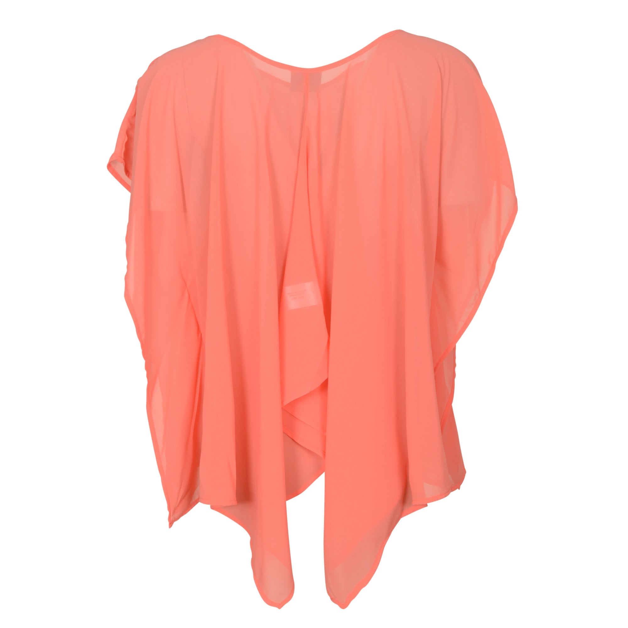Rina coral chiffon waterfall back top