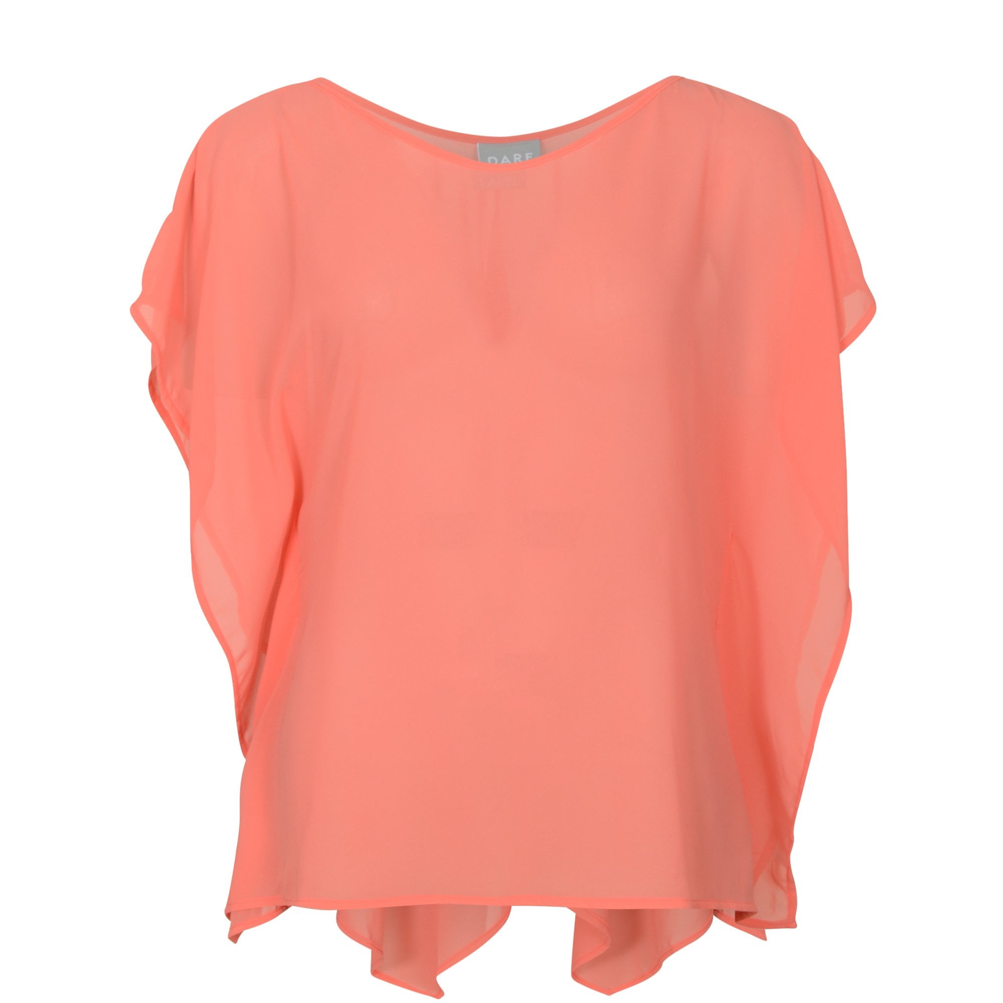 Rina coral chiffon waterfall back top