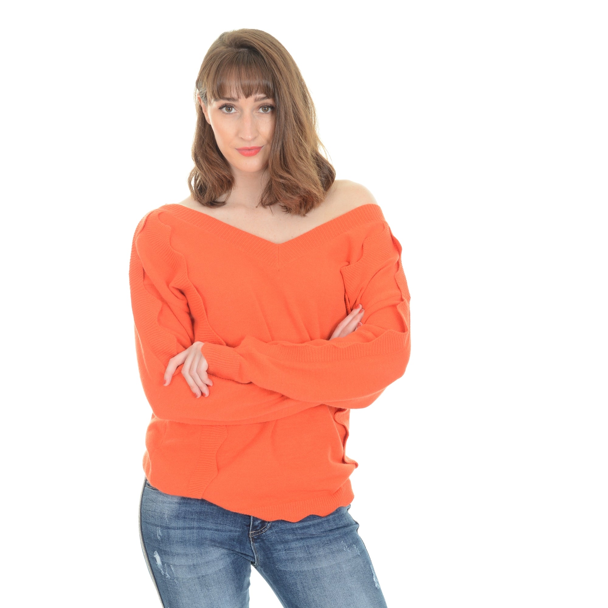 Alice orange double v cashmere blend Jumper