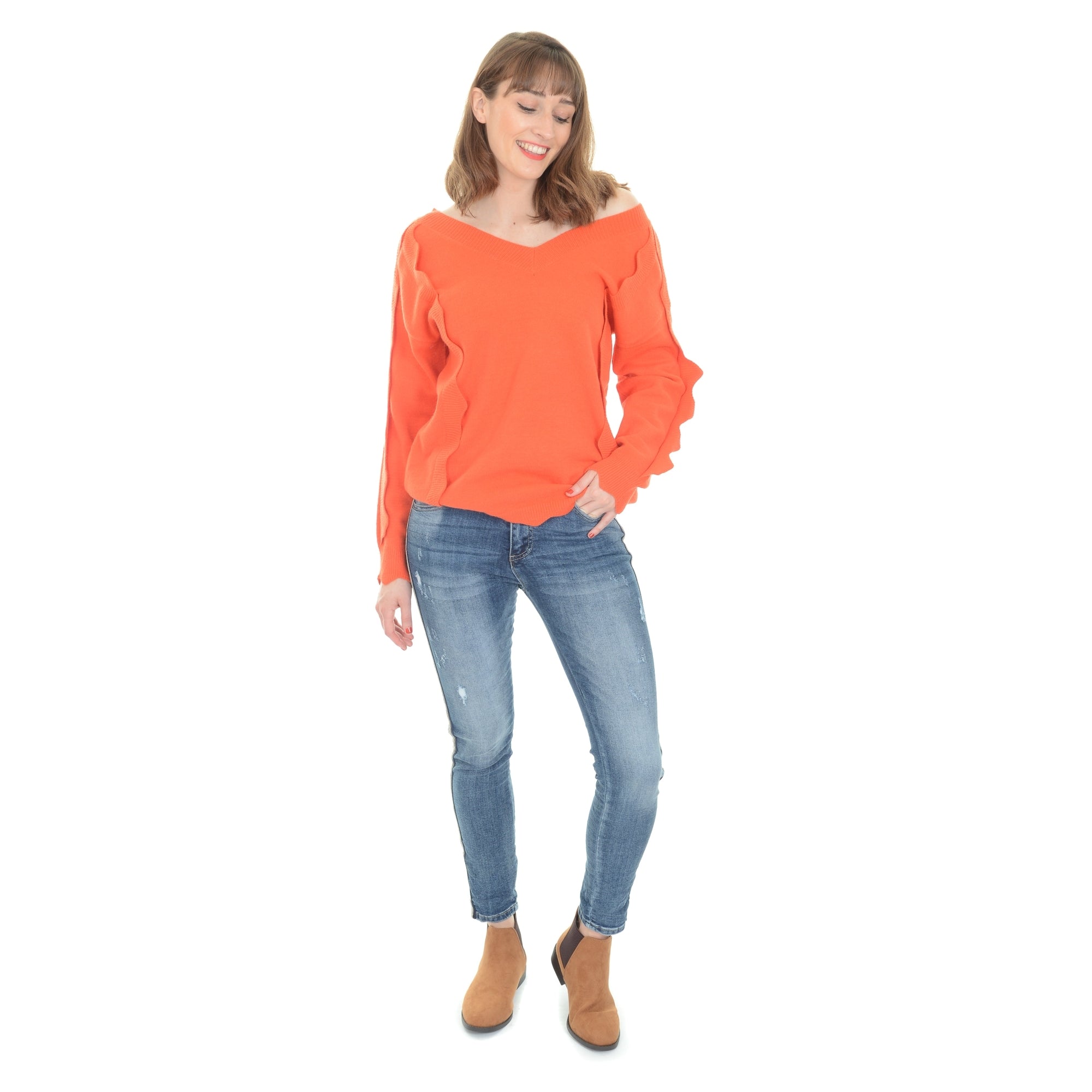 Alice orange double v cashmere blend Jumper
