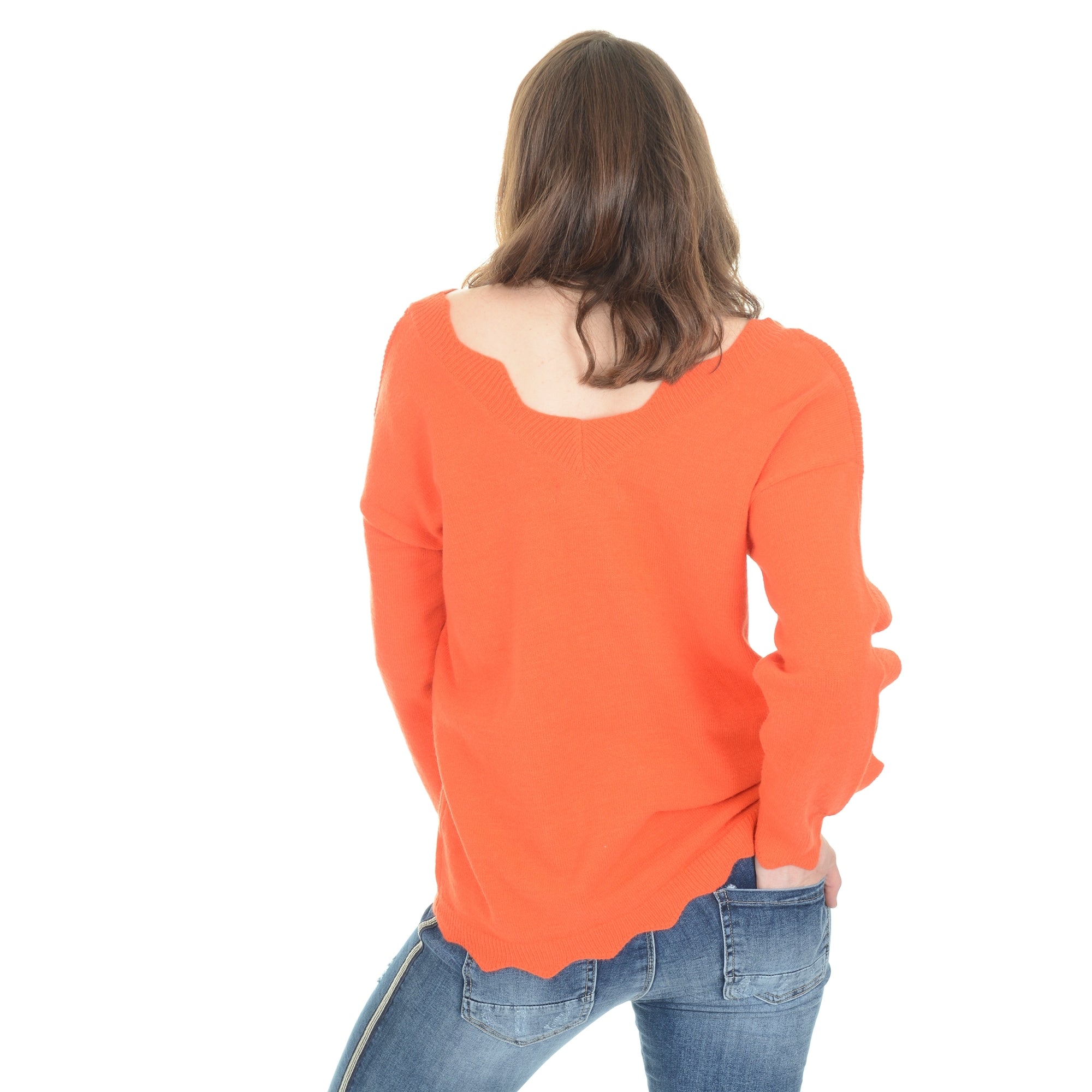 Alice orange double v cashmere blend Jumper