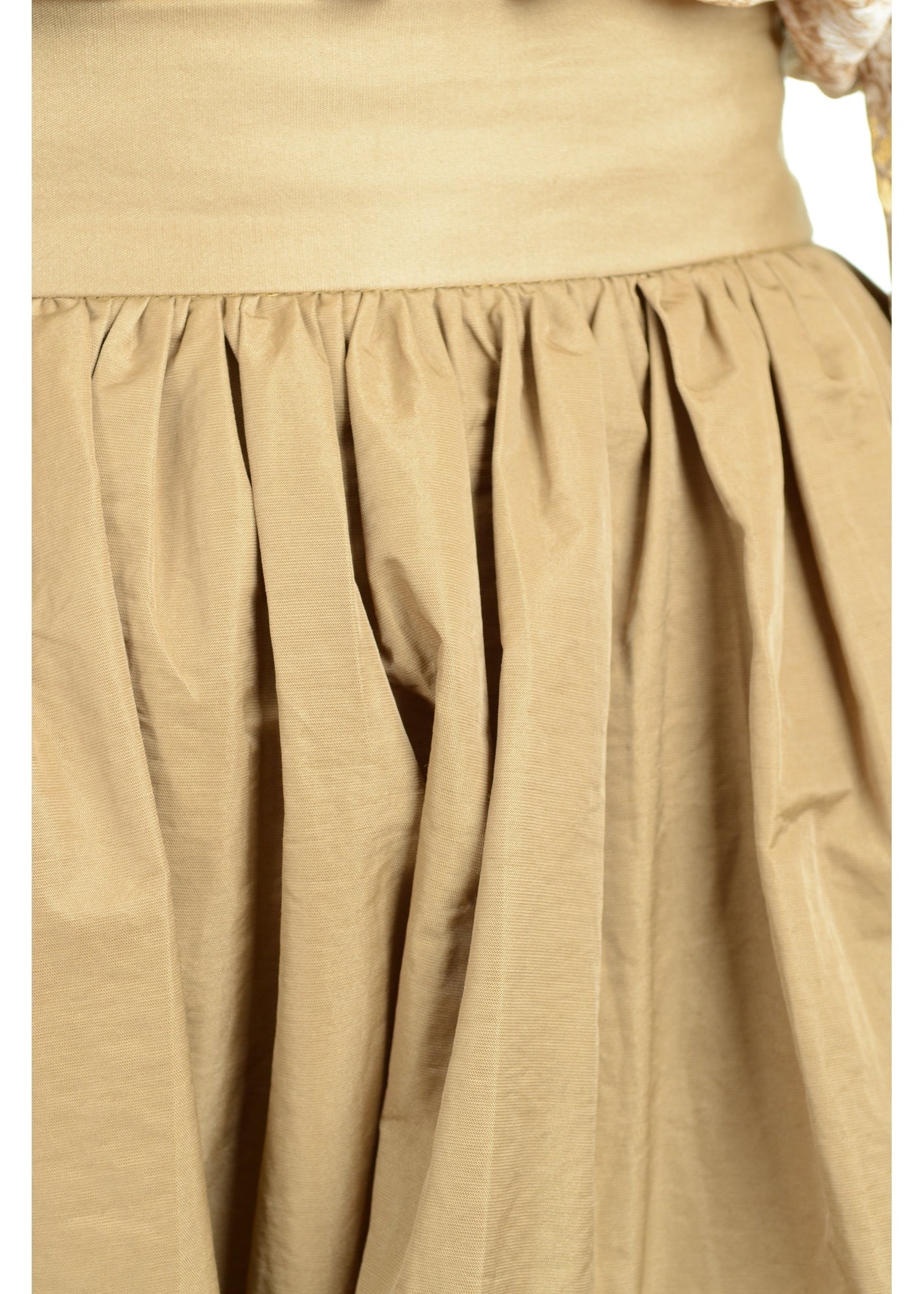 Zoe gold colour cotton mix high waist calf length skirt