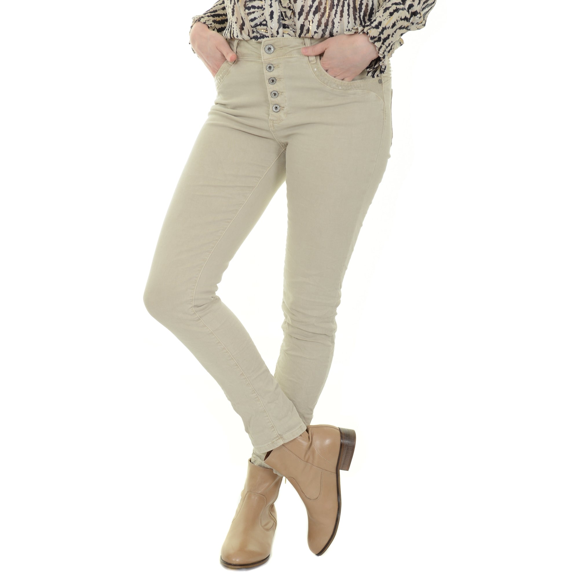 Mel stone stretch skinny sequin trouser