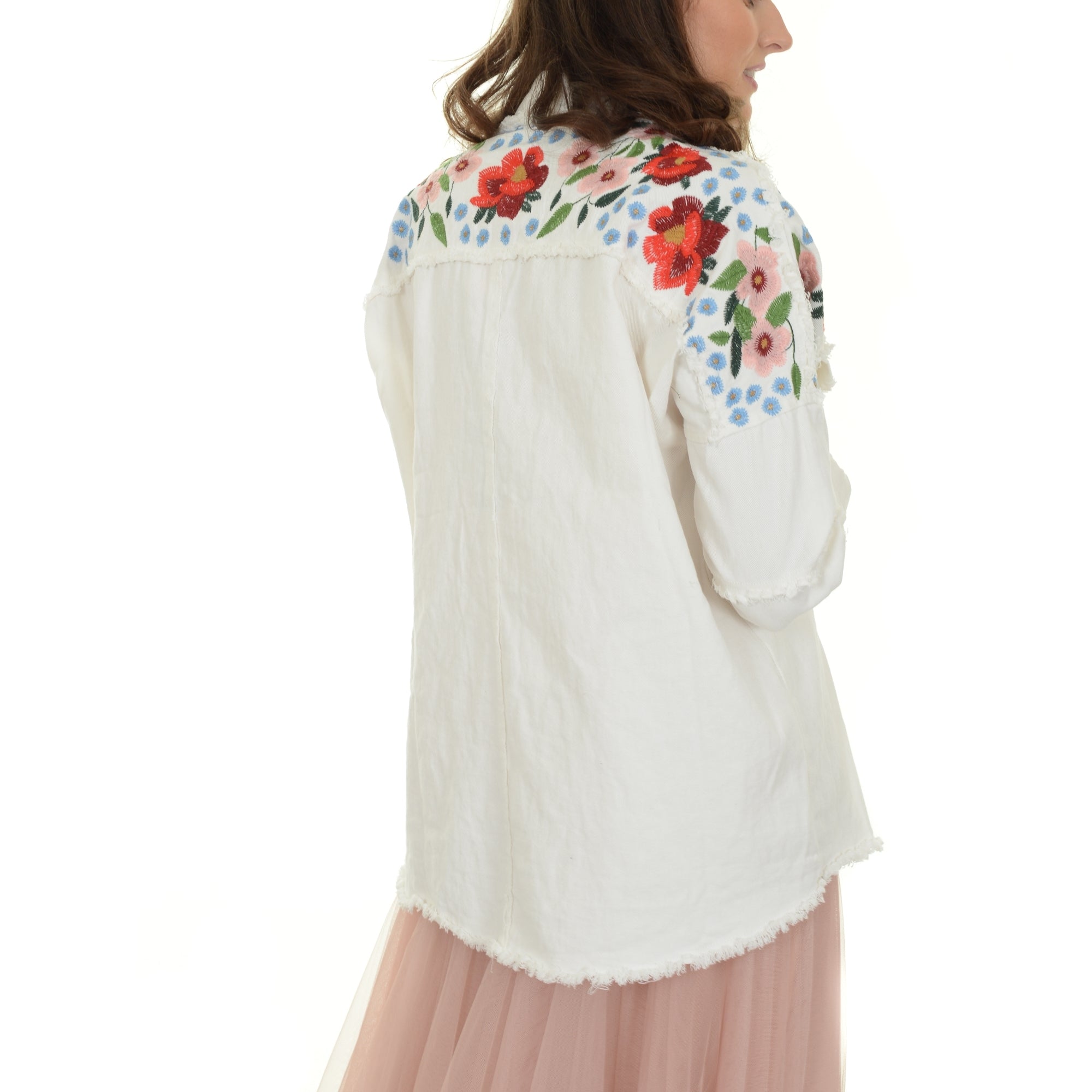 Melissa white denim embroidered shirt