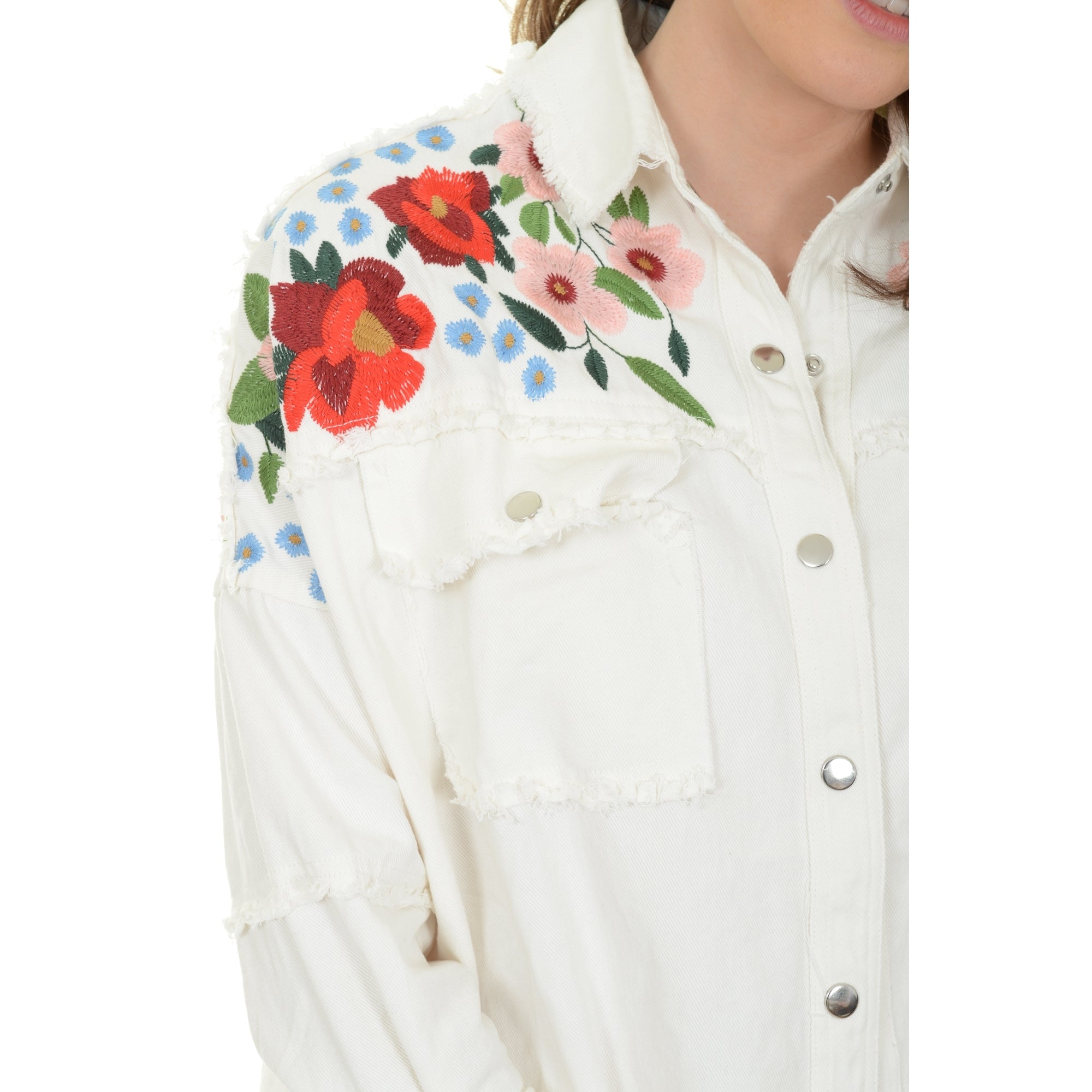 Melissa white denim embroidered shirt