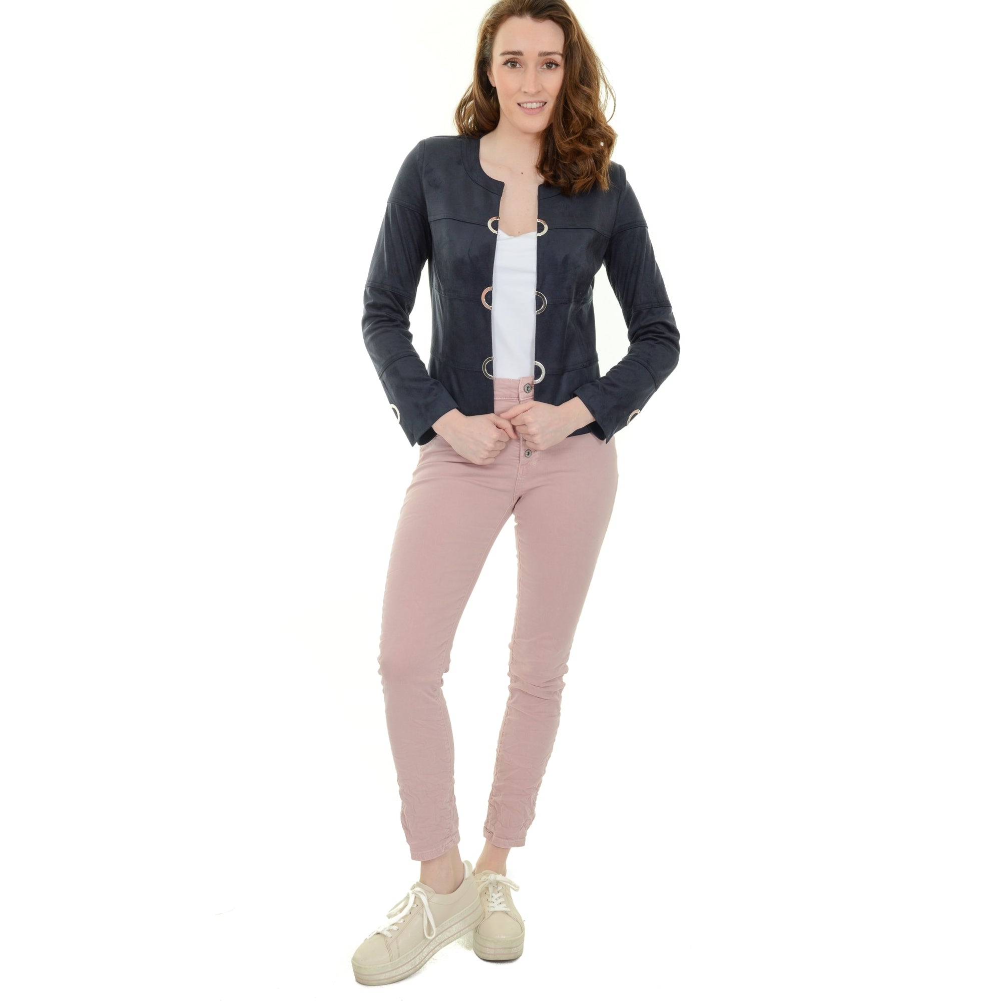 Mel stretch sequin trim skinny cotton jeans